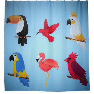 Tropische Vögel Duschvorhang
