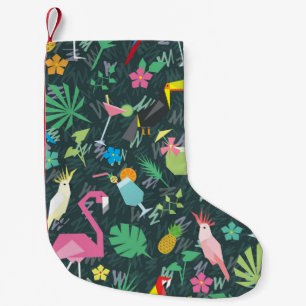 Tropische Vögel Getränke: Lebhaft Nahtlos. Kleiner Weihnachtsstrumpf