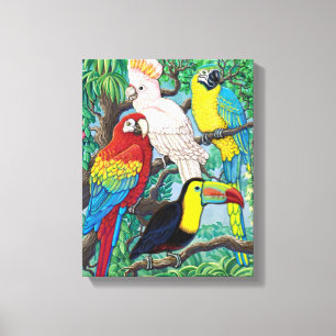 Tropische Vögel gezackte Canvas Leinwanddruck