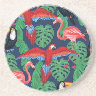 Tropische Vögel in den hellen Farben Sandstein Untersetzer