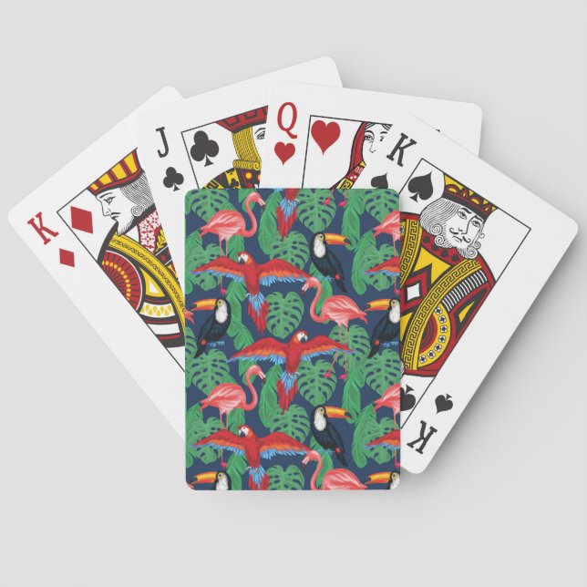 Tropische Vögel in den hellen Farben Spielkarten (Rückseite)