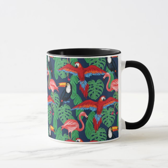 Tropische Vögel in den hellen Farben Tasse (Rechts)