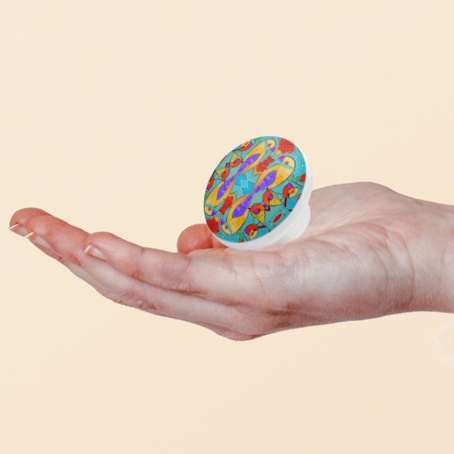 Tropische Vögel in festem Glas - farbenfrohe Mosai Keramikknauf (Von Creator hochgeladen)