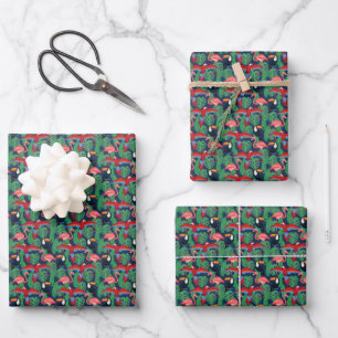 Tropische Vögel in hellen Farben Geschenkpapier Set