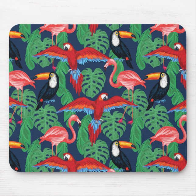 Tropische Vögel in hellen Farben Mousepad (Vorne)