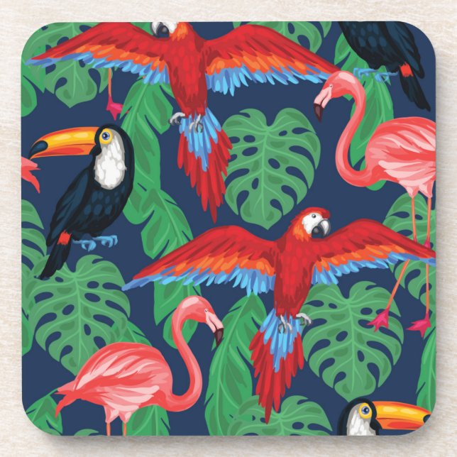 Tropische Vögel in hellen Farben Untersetzer (Vorderseite)