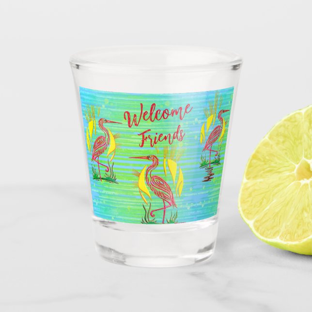 Tropische Vögel Schnapsglas (Vorderseite)
