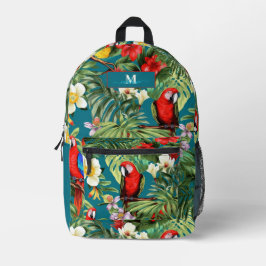 Tropische Vögel und Blume, benutzerdefinierte Mono Bedruckter Rucksack