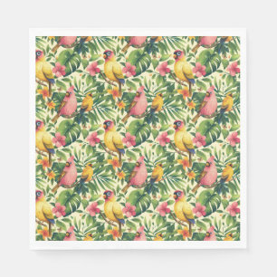 Tropische Vögel und Blume Papier Party Napkin Serviette