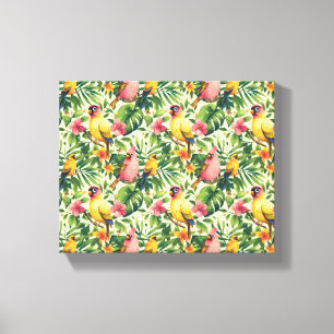 Tropische Vögel und Blumen Leinwanddruck Wandkunst