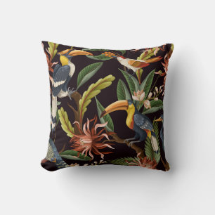 Tropische Vögel: Vintage Blätter und Blume Kissen