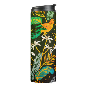 Tropische Vogel-Volks-Kunstparadies Herbstfarbenmu Thermosbecher