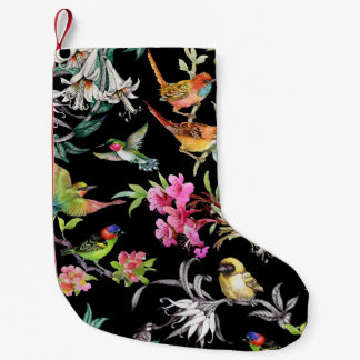 Tropische Vogelarten Blume: Wasserfarbmuster Kleiner Weihnachtsstrumpf