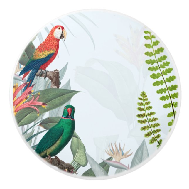 Tropische Vogelgewächse Keramikknauf (Vorderseite)