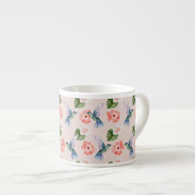 Tropische Vogelserie: Hummingbird Design 4 Gewebe Espressotasse (Vorderseite Rechts)
