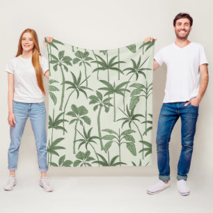 Tropische Wärme: Botanischer Palm Vintage-Salbei Fleecedecke