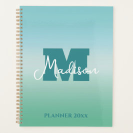 Tropische Wasser Gradient Monogramm Name  Planer