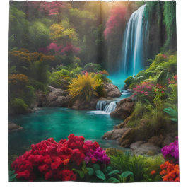 "Tropische Wasserfall-Ruhe" Duschvorhang