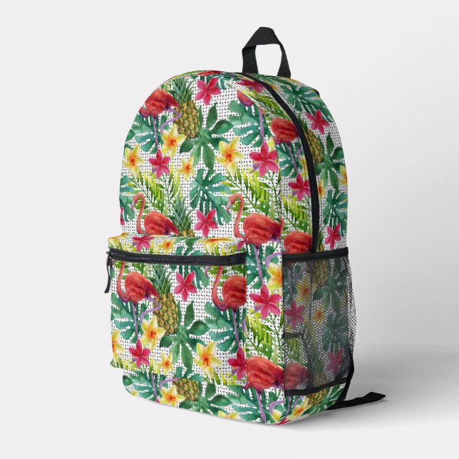 Tropische Wasserfarbe Bedruckter Rucksack (Rückseitige Ecke Rechts)