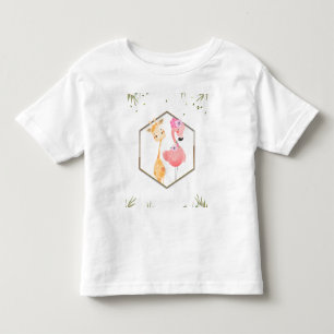 Tropische Wasserfarbe Flamingo & Giraffe Baby Show Kleinkind T-shirt