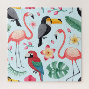 Tropische Wasserfarbe: Fusion der Vogelwelt-Blume.