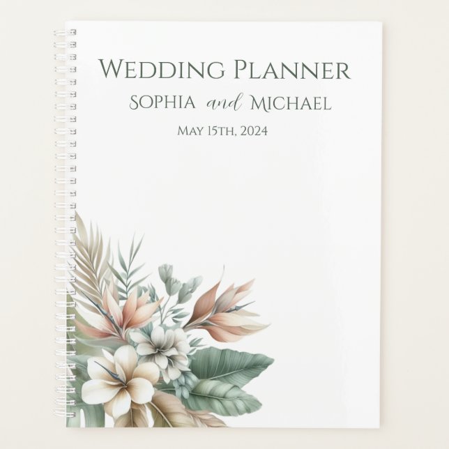 Tropische Wasserfarbe - Hochzeitsplaner Planer (Vorderseite)