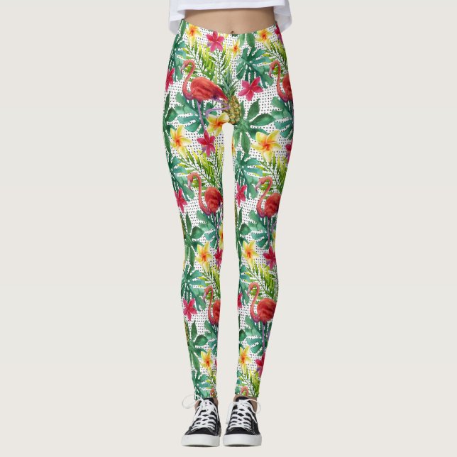 Tropische Wasserfarbe Leggings (Vorderseite)