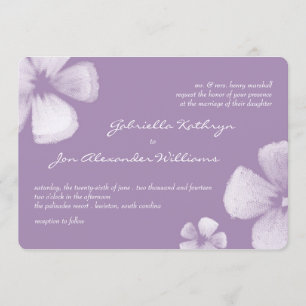 Tropische Wasserfarben-Blume mit Violett Hochzeits Einladung
