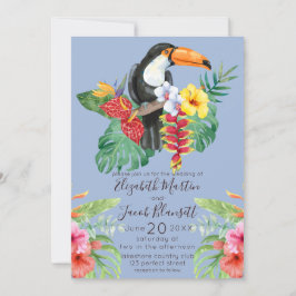 Tropische Wasserfarben - Toucan & Hibiskus Hochzei Einladung