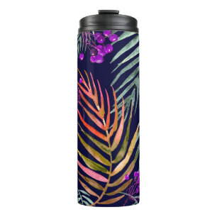 Tropische Wasserfarbenblätter, abstrakter Spritzer Thermosbecher