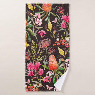 tropische Wasserfarbenmuster , Blume, Banken Badehandtuch