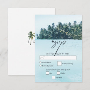 Tropische Wasserfarbenpalmen und Hochzeiten am Str RSVP Karte