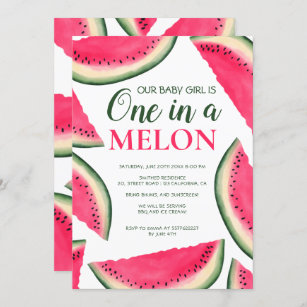 Tropische Wassermelone Wasserfarbe 1. Geburtstag Einladung