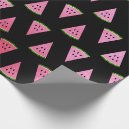Tropische Wassermelonen Früchte schwarz rosa Rose Geschenkpapier