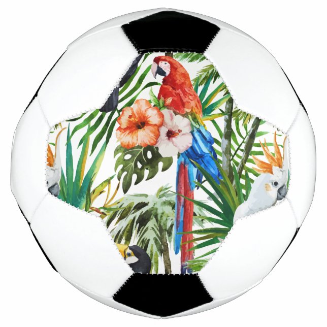 tropische Wasservögel und Blattmuster Fußball (Vorderseite)
