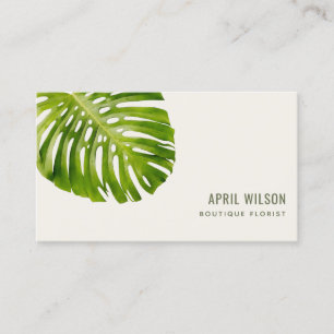 TROPISCHE WATERCOLOR GREEN MONSTERA LEAF FOLIAGE VISITENKARTE