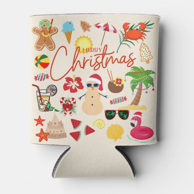 Tropische Weihnachten Dosenkühler (Vorderseite)