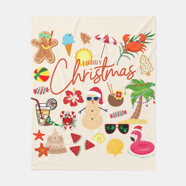 Tropische Weihnachten Fleecedecke (Vorderseite)