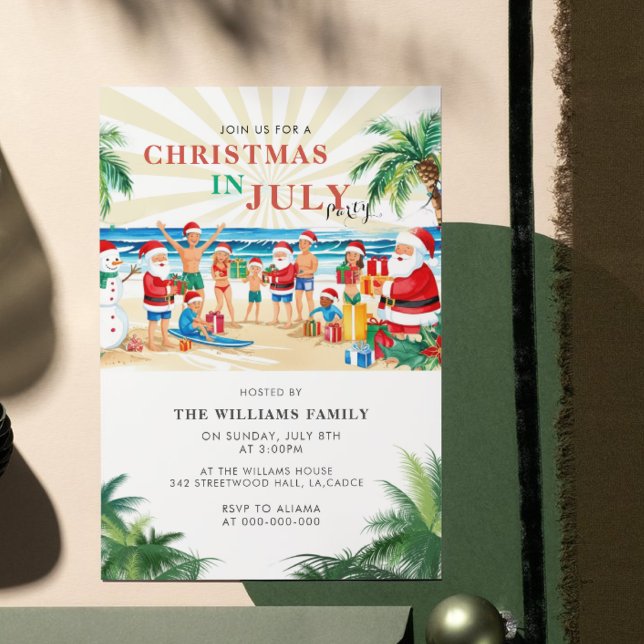 Tropische Weihnachten im Juli Beach Party Einladung (Von Creator hochgeladen)
