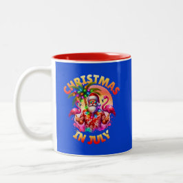 Tropische Weihnachten im Juli Palmen Bäume & Flami Zweifarbige Tasse