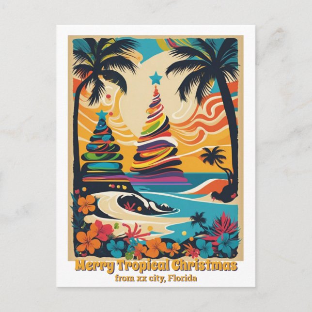 Tropische Weihnachten in Florida Postkarte (Vorderseite)