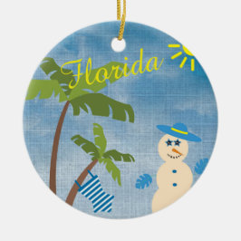 Tropische Weihnachten in Florida Snowman am Strand Keramik Ornament