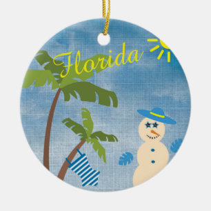Tropische Weihnachten in Florida Snowman am Strand Keramik Ornament