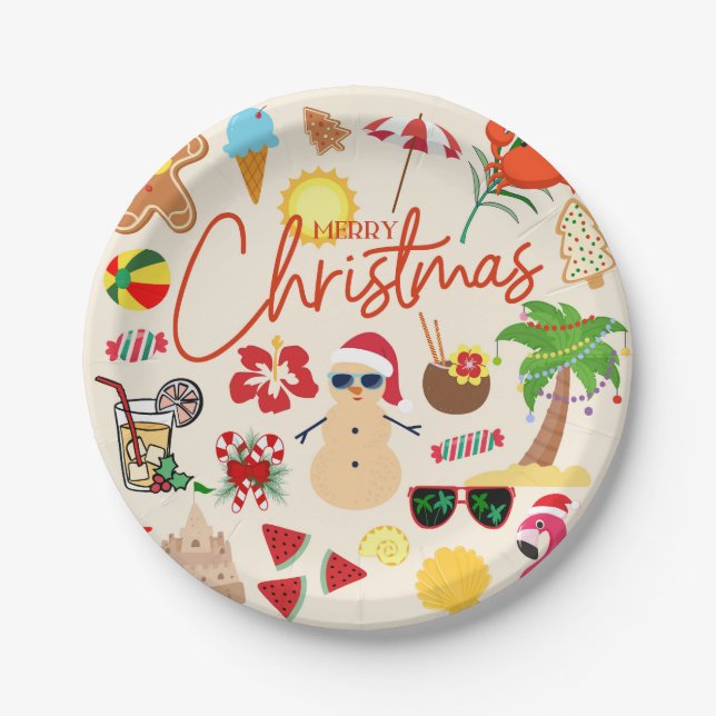 Tropische Weihnachten Pappteller (Vorderseite)