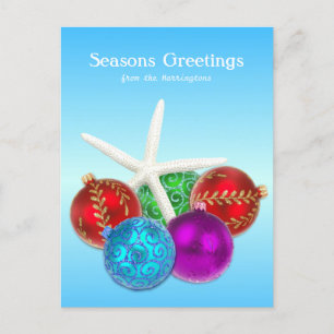Tropische Weihnachts Blue Starfish Custom Postcard Feiertagspostkarte