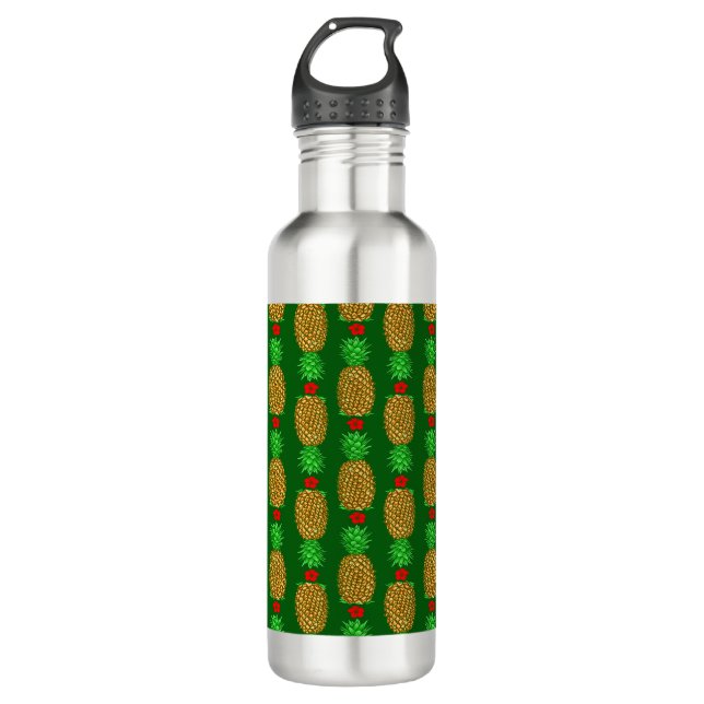 Tropische Weihnachtsananas Warm Xmas Holiday Gre Edelstahlflasche (Vorderseite)