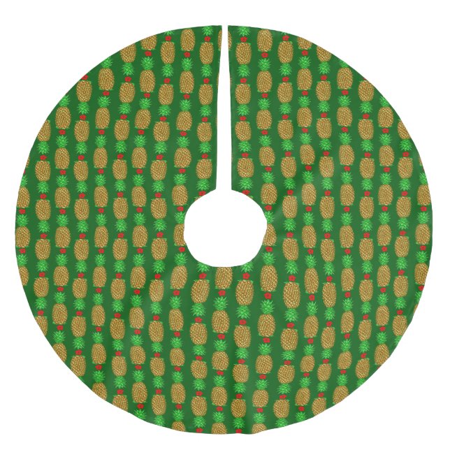 Tropische Weihnachtsananas Warm Xmas Holiday Gre Polyester Weihnachtsbaumdecke (Vorderseite)