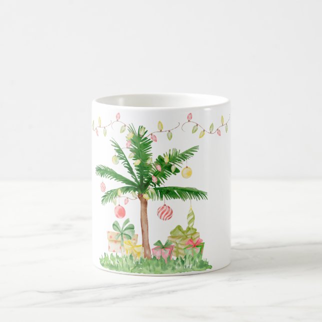 Tropische Weihnachtsbeleuchtung Whimsischer Wasser Kaffeetasse (Mittel)