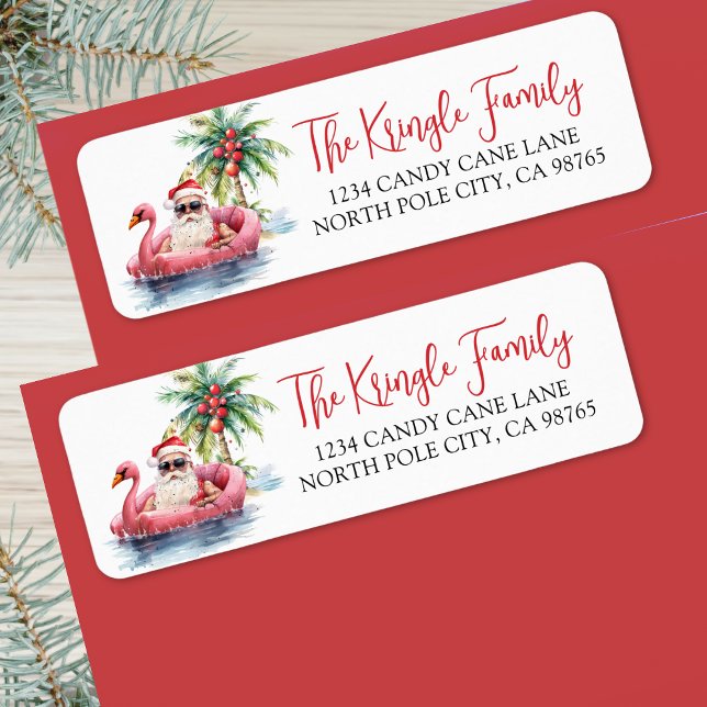 Tropische Weihnachtsfeier-Rücksendeadresse (Tropical Christmas Return Address label )