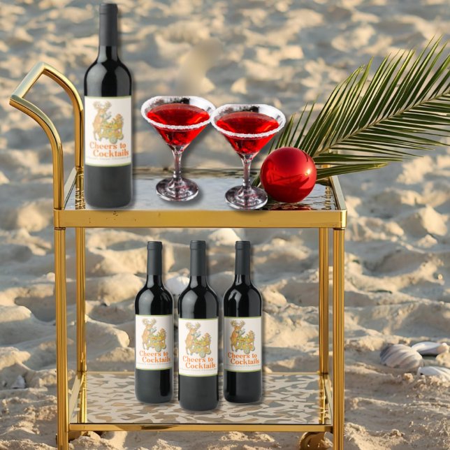 Tropische Weihnachtsfeiern für Cocktails Weinetikett (Tropical Christmas Cheers to Cocktails Wine Label)